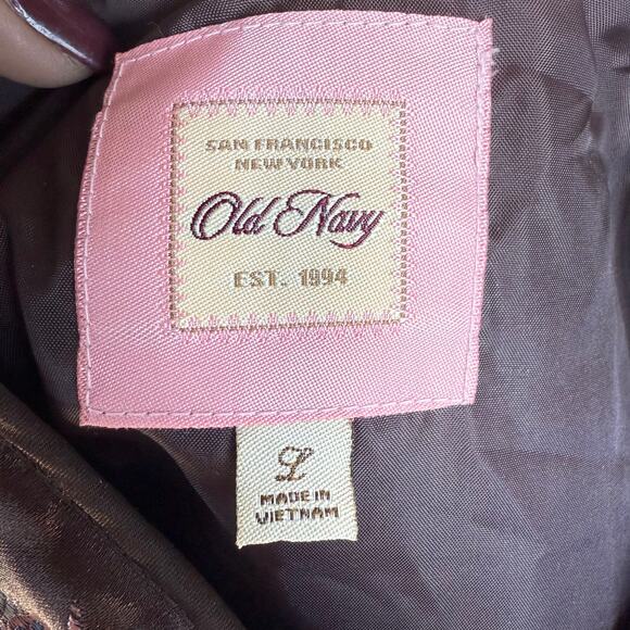 Old Navy sz. Large Vintage brown satin asian inspired jacket  butterflies #4260 - Picture 9 of 11